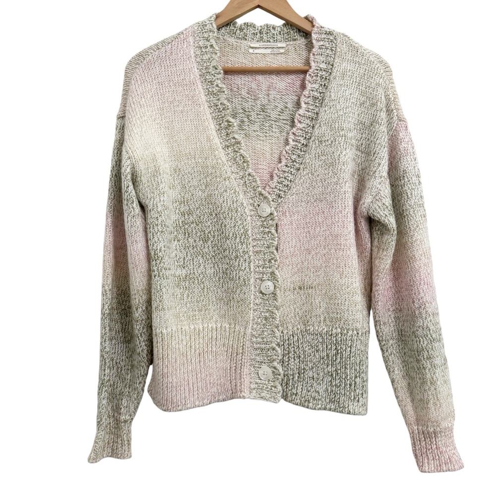 Anthropologie Scallop V Neck Cardigan Sweater Medium